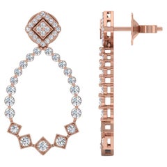 1.6 Carat SI/H Round Brilliant Cut Diamond Earrings 18 Karat Rose Gold Jewelry