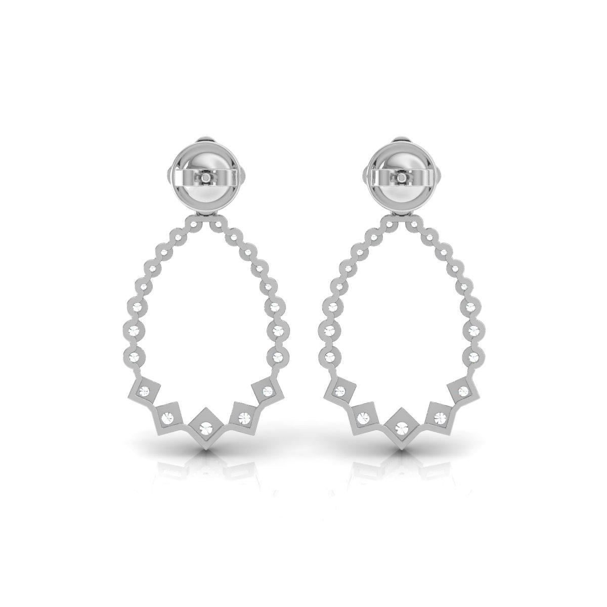Modern 1.6 Carat SI/H Round Brilliant Cut Diamond Earrings 18 Karat White Gold Jewelry For Sale