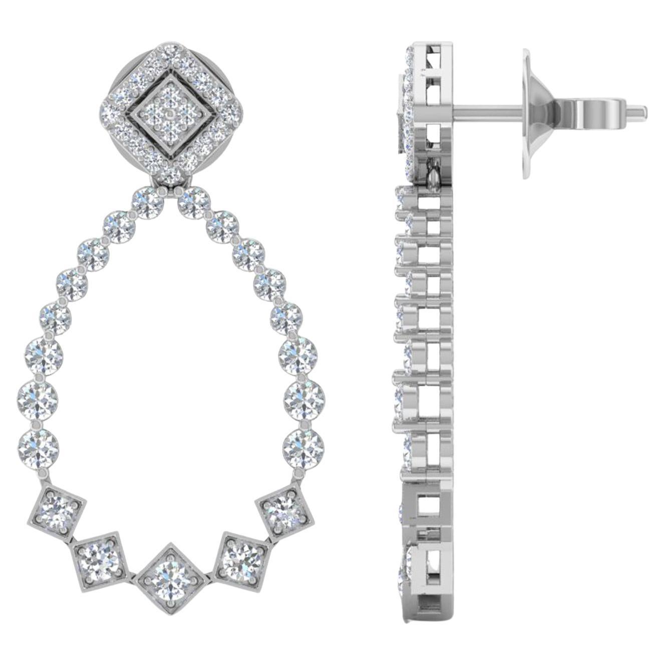 1.6 Carat SI/H Round Brilliant Cut Diamond Earrings 18 Karat White Gold Jewelry