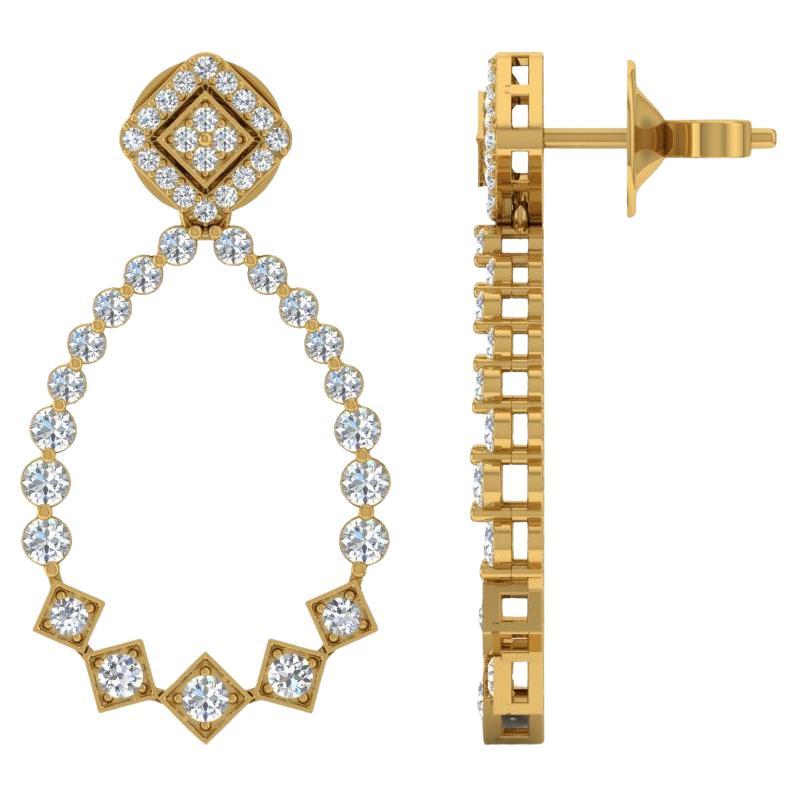 1,6 Karat SI/H Diamant-Ohrringe aus 18 Karat Gelbgold mit rundem Brillantschliff