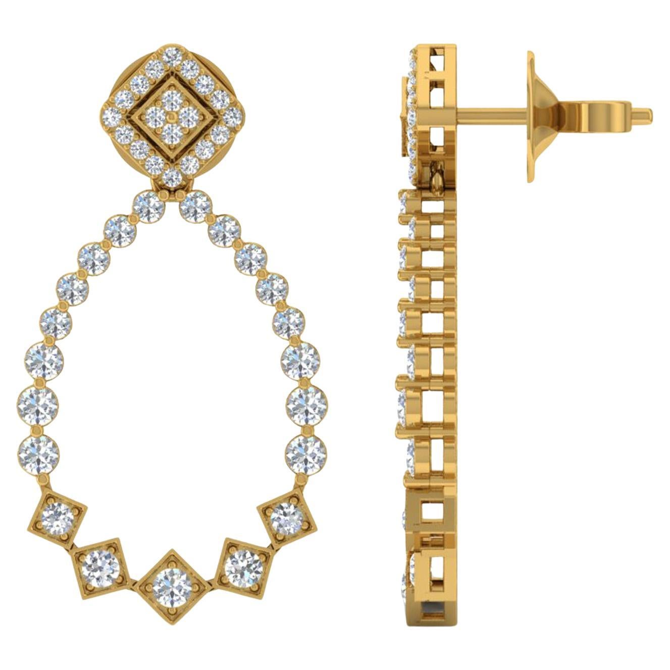 1.6 Carat SI/H Round Brilliant Cut Diamond Earrings 18 Karat Yellow Gold Jewelry