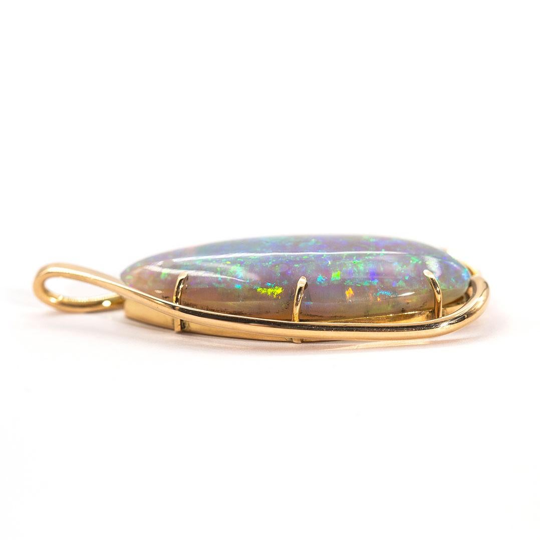 16 Carat Solid Australian Crystal Opal 18 Carat Yellow Gold Vintage Pendant 4