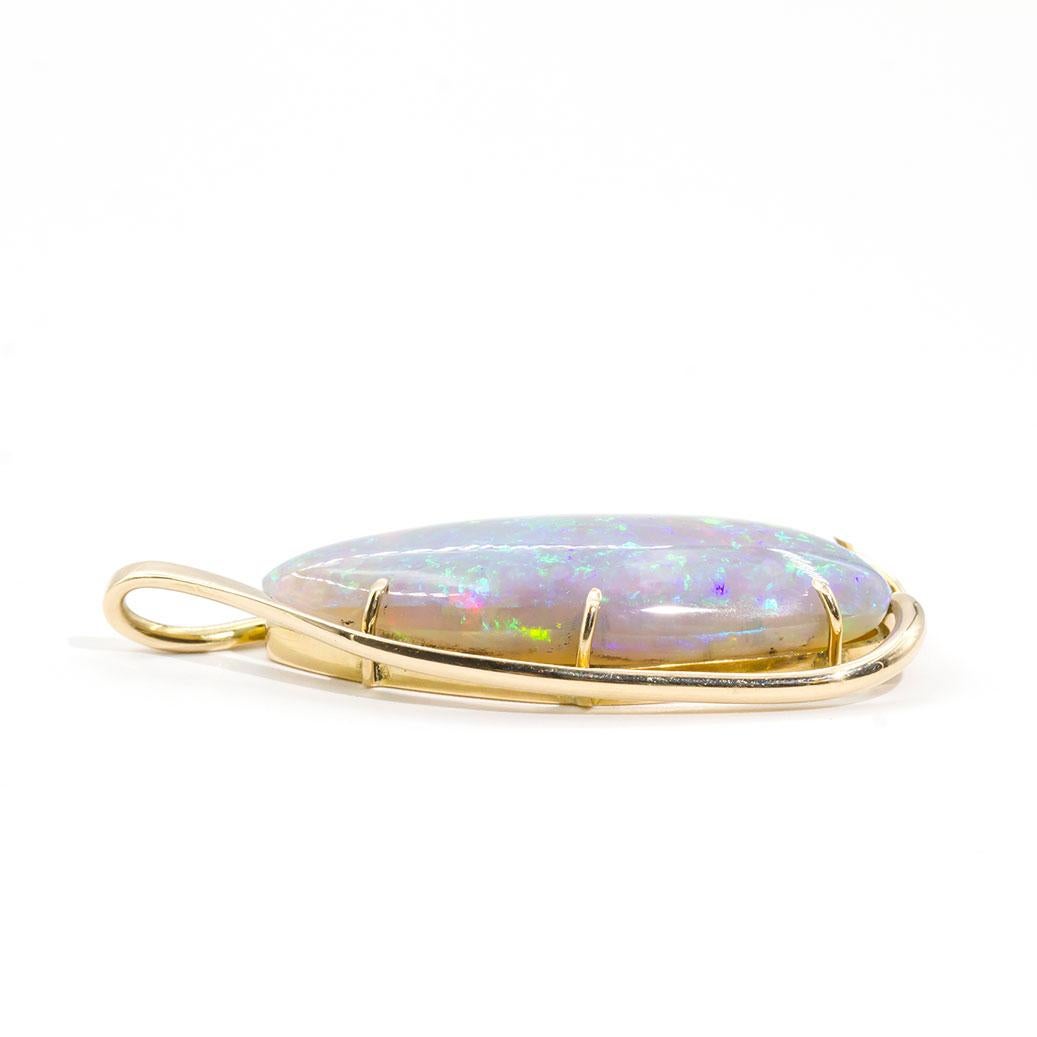 16 Carat Solid Australian Crystal Opal 18 Carat Yellow Gold Vintage Pendant 2