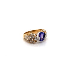 Sunita Nahata Tanzanite 1.60ct. Fancy Ring in 14K Yellow Gold with Diamond.