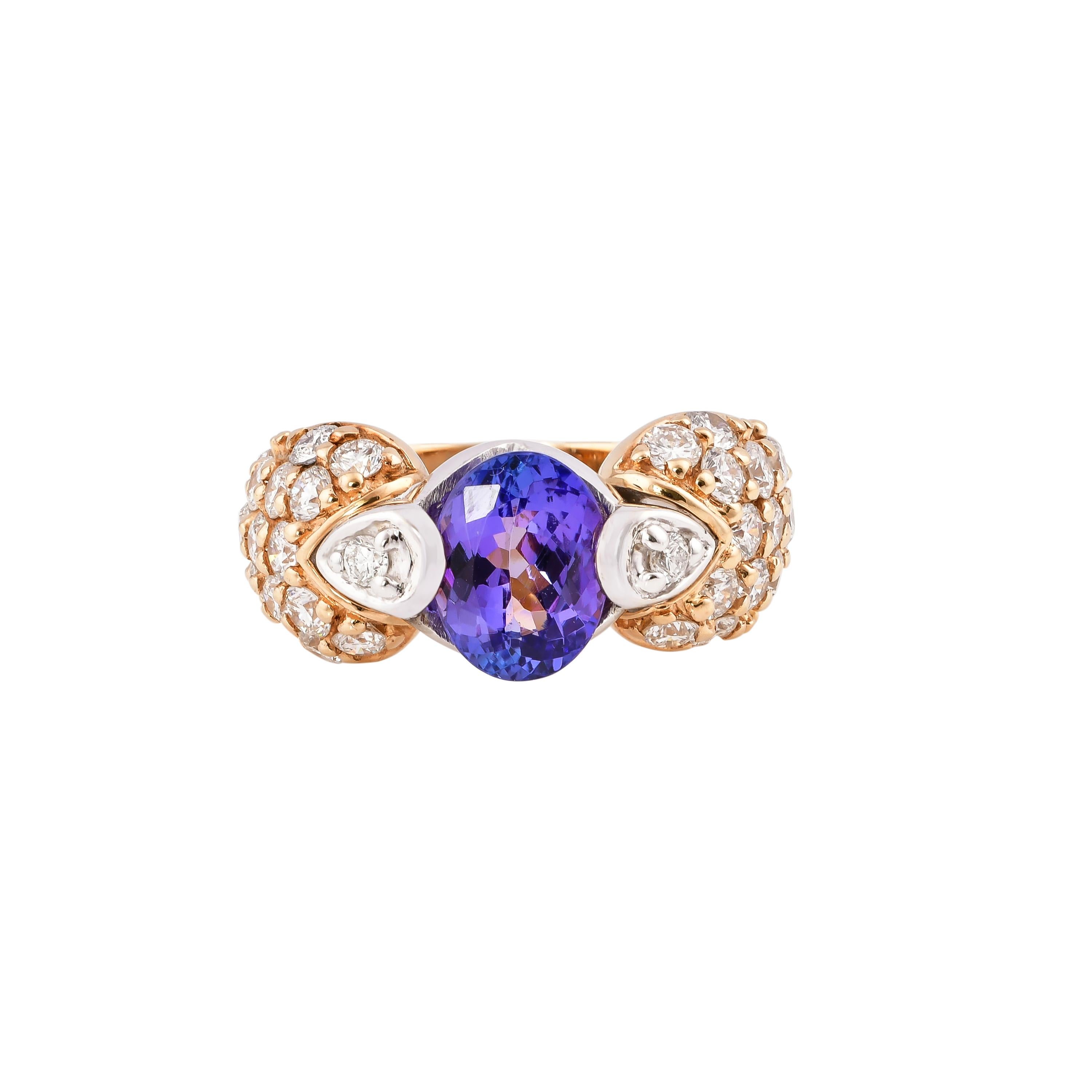 Sunita Nahata tanzanite 1.60 carats. Bague fantaisie en or jaune 14 carats avec diamant. Neuf - En vente à Hong Kong, HK