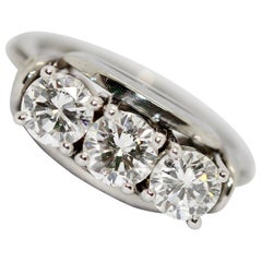1.6 Carat three stone Diamond, Solitaire Ring, 18 Karat White Gold