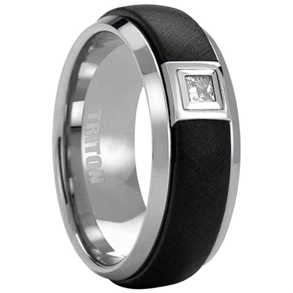 .16 Carat Tungsten Black Diamond Princess Band Ring For Sale