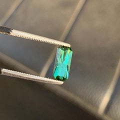 1.6 Carats Bluish Green Tourmaline Emerald Cut  Faceted Gemstones for Jewelry