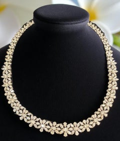 16 Carats F/VS1 Pear & Marquise Diamonds Riviera Necklace in 14K White Gold