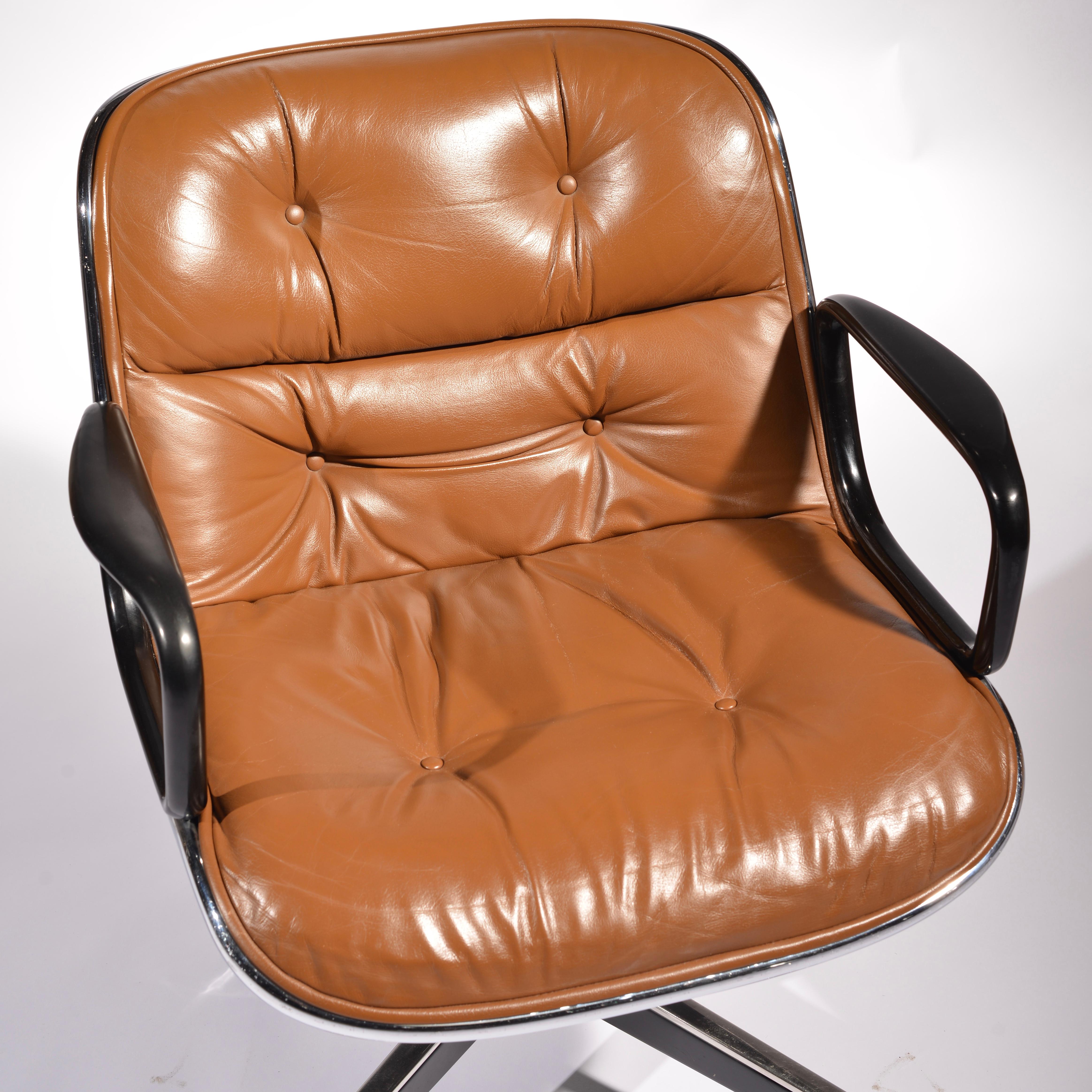 10 Charles Pollock Executive Desk Chairs for Knoll in Cognac Leather 4
