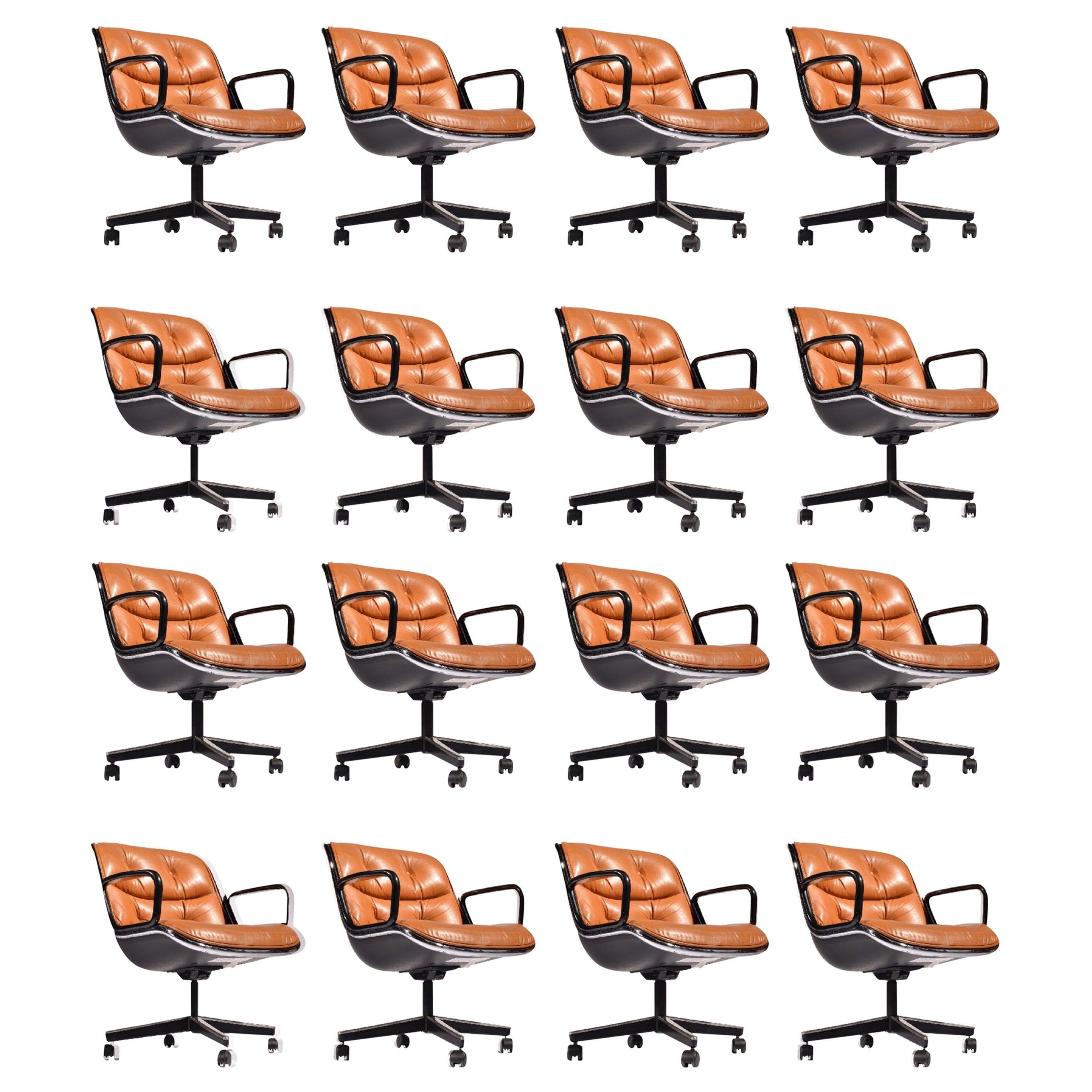 10 Charles Pollock Executive Desk Chairs for Knoll in Cognac Leather