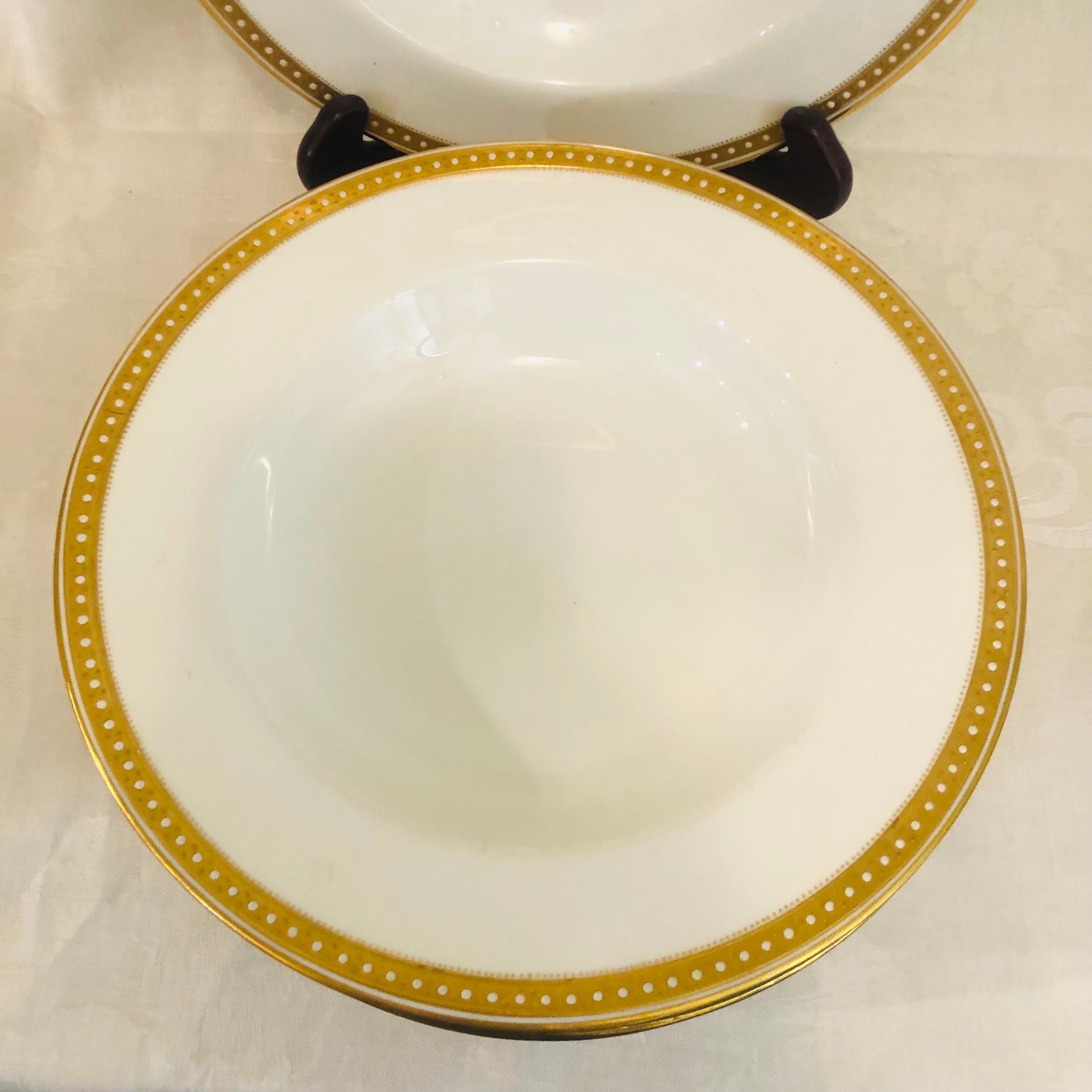 16 Copeland Spode Wide Rim Soups Made for T. Goode with Gold Border & Jeweling In Good Condition In Boston, MA