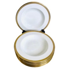 16 Copeland Spode Wide Rim Soups Made for T. Goode with Gold Border & Jeweling