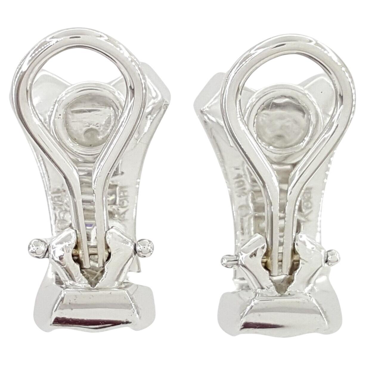 Contemporary 1.6 ct Baguette Cut Diamond Channel Set Earrings 18k  For Sale