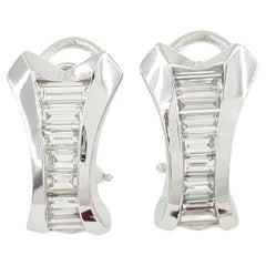 1.6 ct Baguette Diamond Set Channel Earrings 18k 