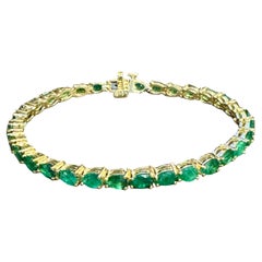 16 Ct Esmeralda Natural Forma de Pera Pulsera de Tenis de Cóctel Oro Amarillo de 14 Kt 7"