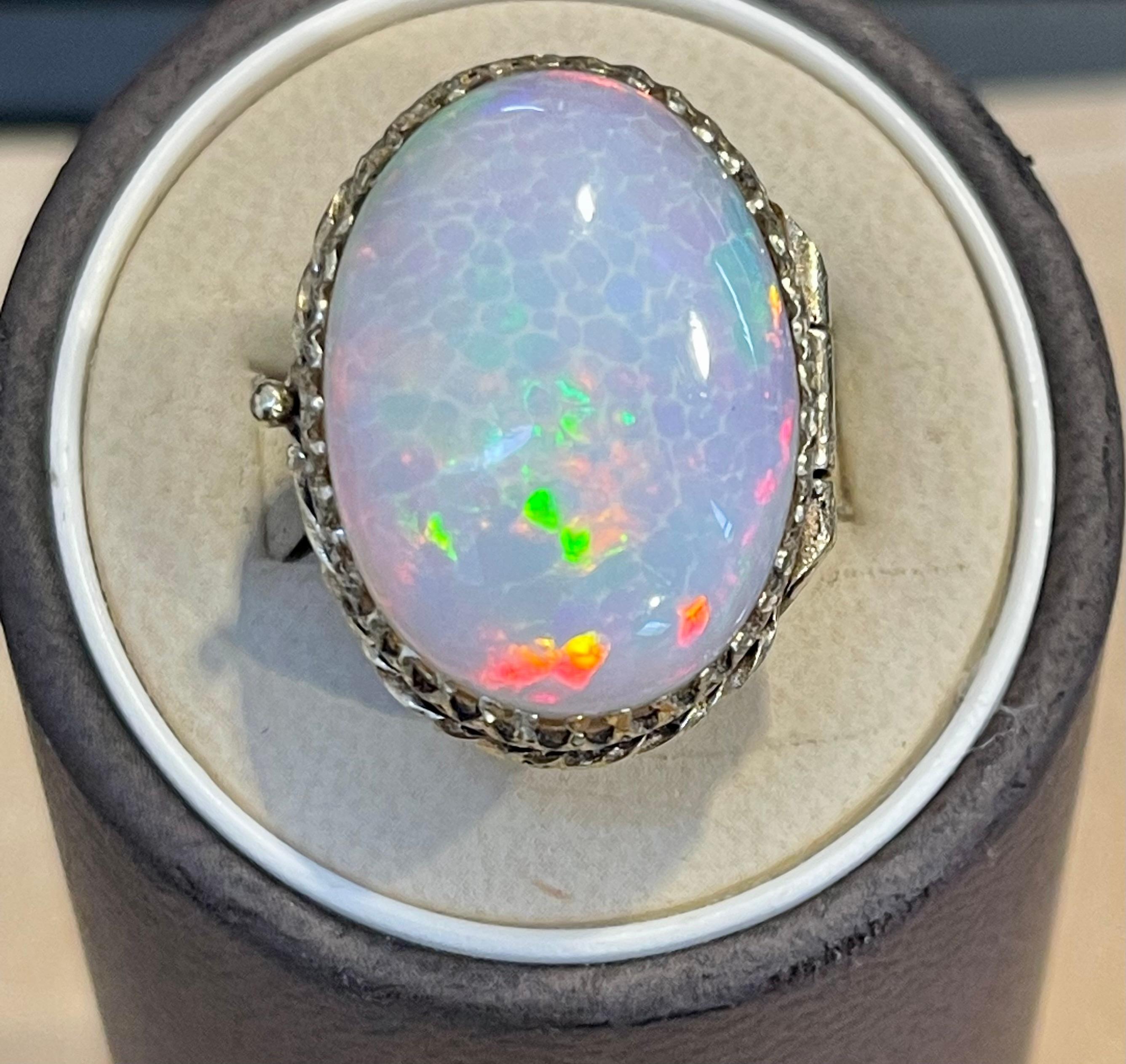 16 Ct Oval Shape Ethiopian Opal Cocktail Ring 14 Kt Yellow Gold Pill Keeper Ring 5