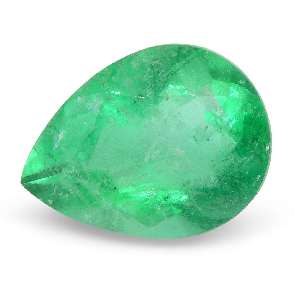1.6 ct Pear Emerald GIA Certified Colombian F1/Minor For Sale 2