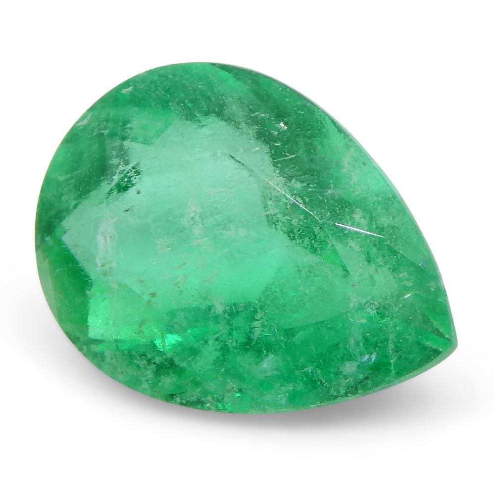 1.6 ct Pear Emerald GIA Certified Colombian F1/Minor For Sale 4
