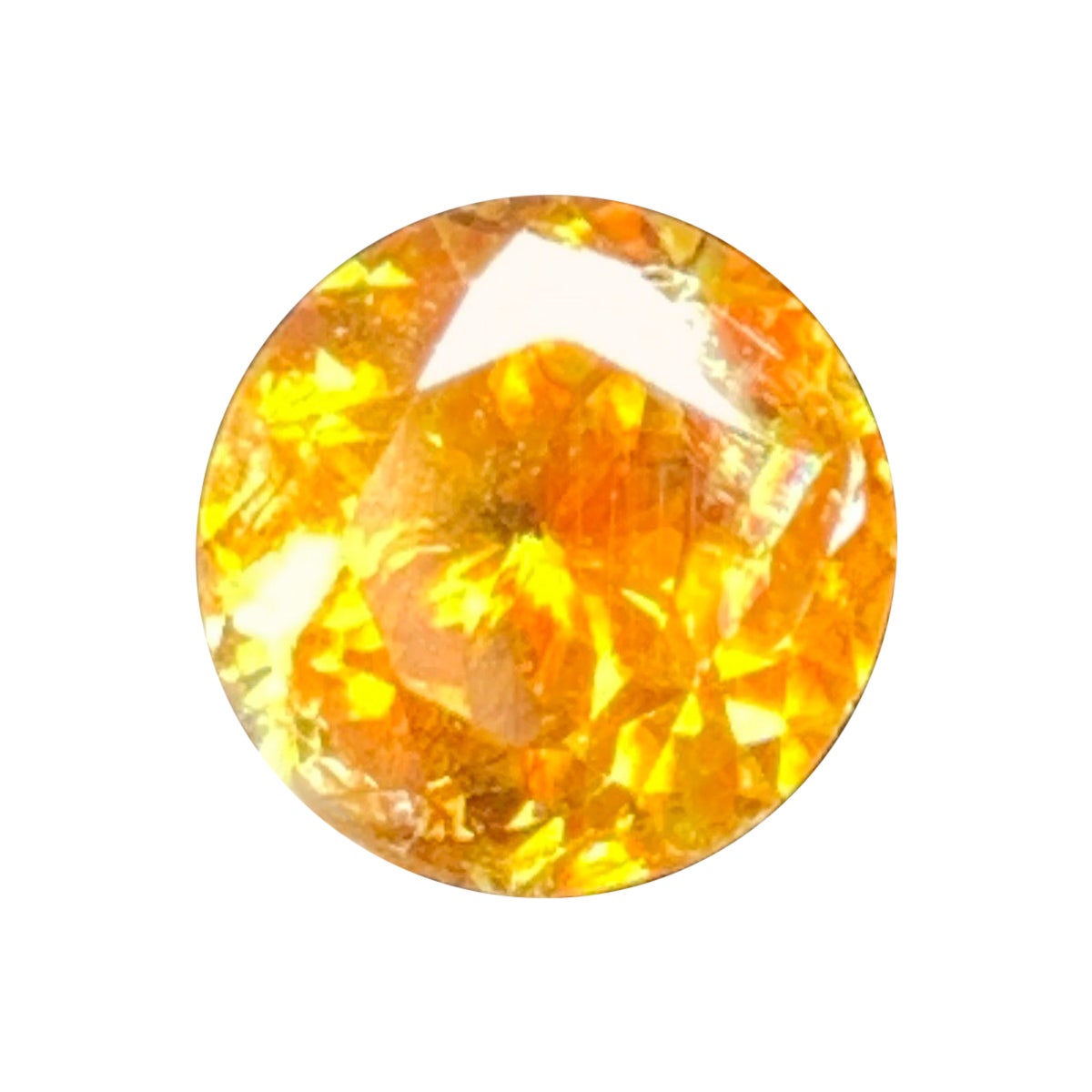 1.6 Ct Round Shape Yellow Sphene (Titanite) Gemstone with Sparkling Fire 7mm For Sale