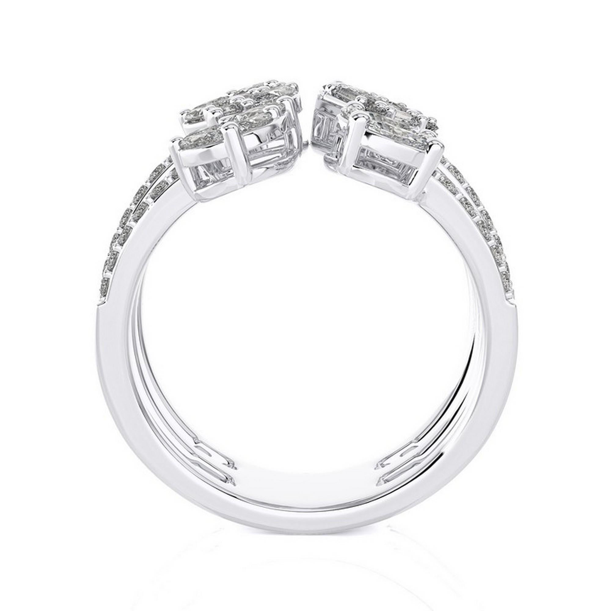 Moderno Diamanti di forma assortita da 1,6 CTW in oro bianco 14K Anello da dito Collection'S in vendita