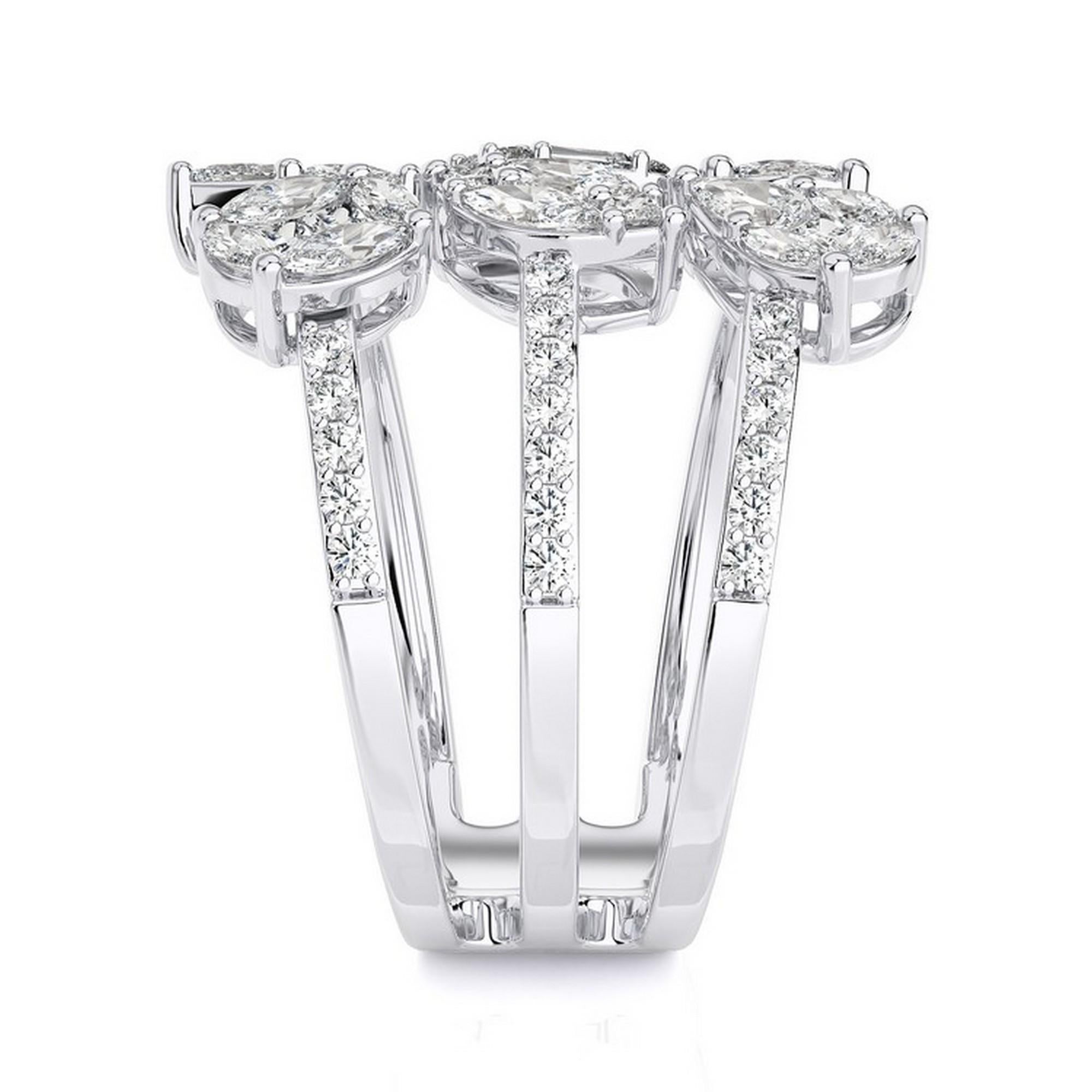 Taglio rotondo Diamanti di forma assortita da 1,6 CTW in oro bianco 14K Anello da dito Collection'S in vendita