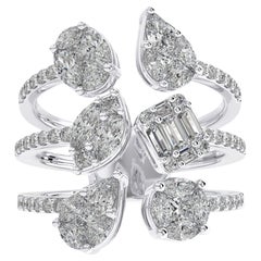 1.6 CTW Assorted shapes Diamonds in 14K White Gold Gazebo Collection Finger Ring