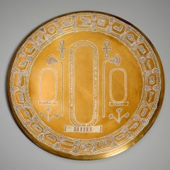 16" Diameter Egyptian Revival Engraved Brass Charger, England, circa 1925–1935