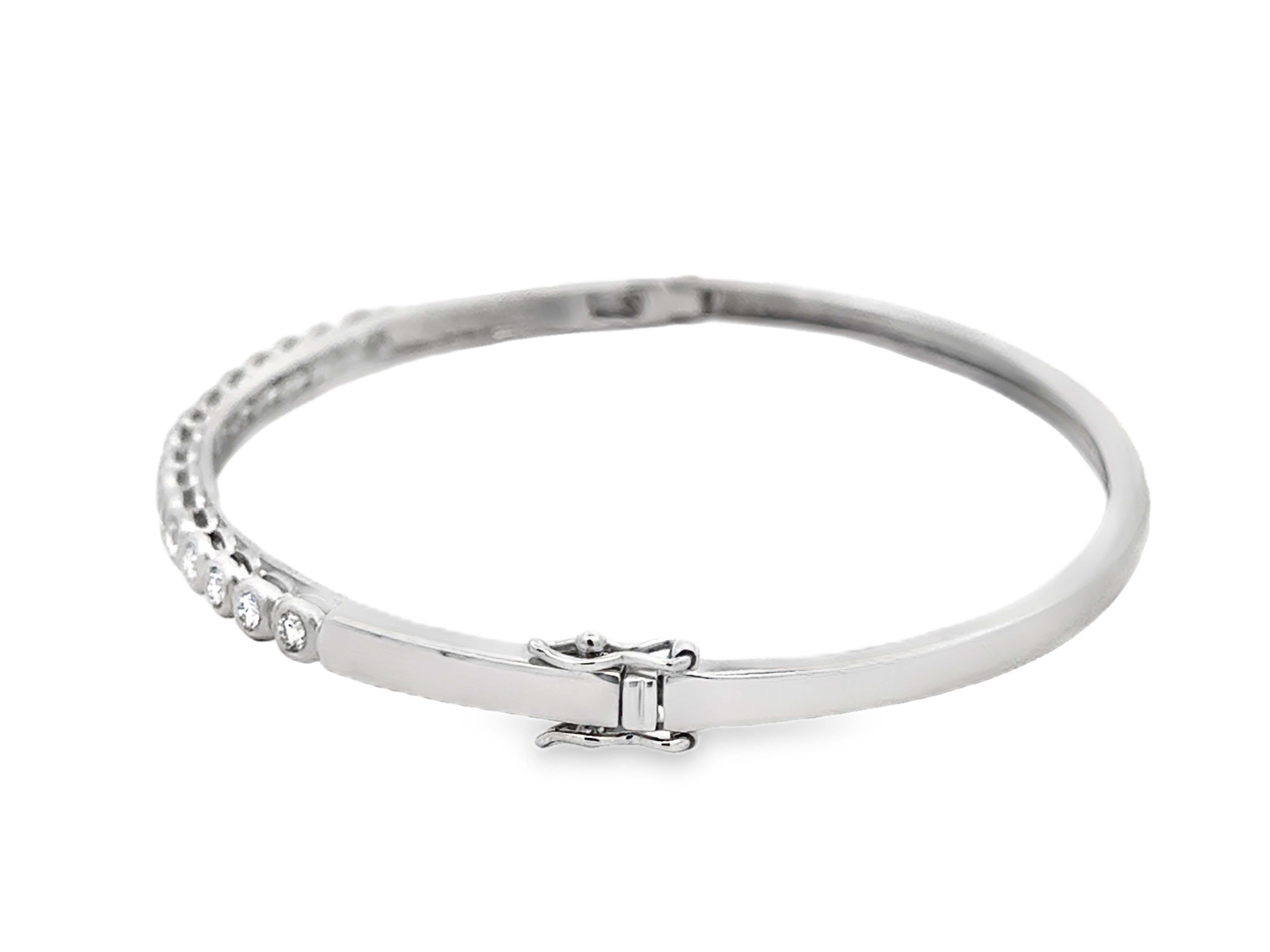 da uomo o donna Bracciale con 16 diamanti in oro bianco massiccio 18 carati in vendita