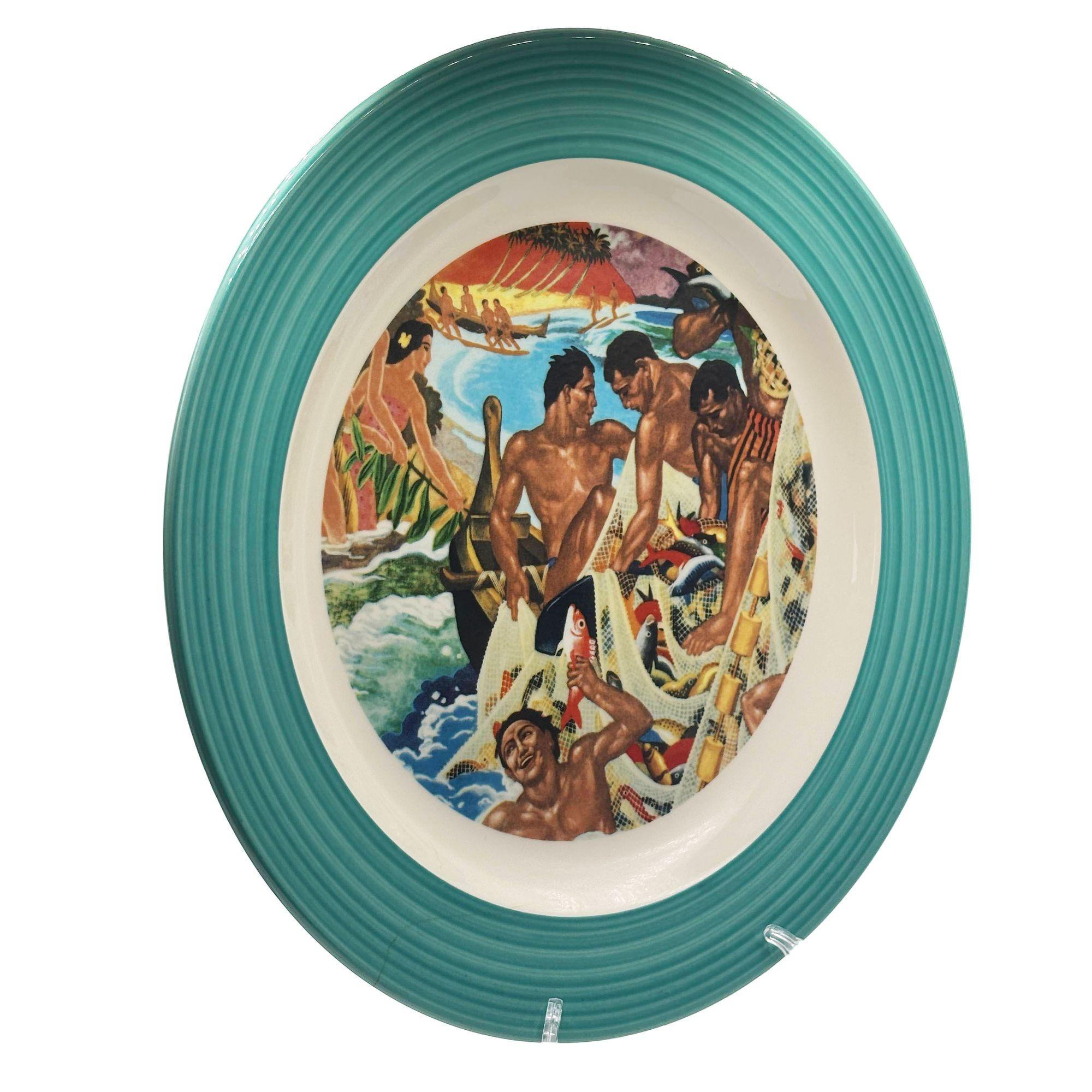 Hawaiiana Ware 16'' ceramic serving platter featuring the 
