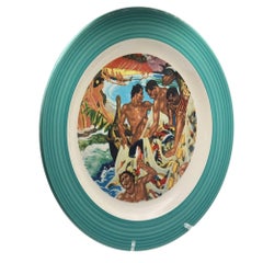 16" Eugene Savage "Festival of the Sea" Serving Platter, Lynn Krantz Dish Books