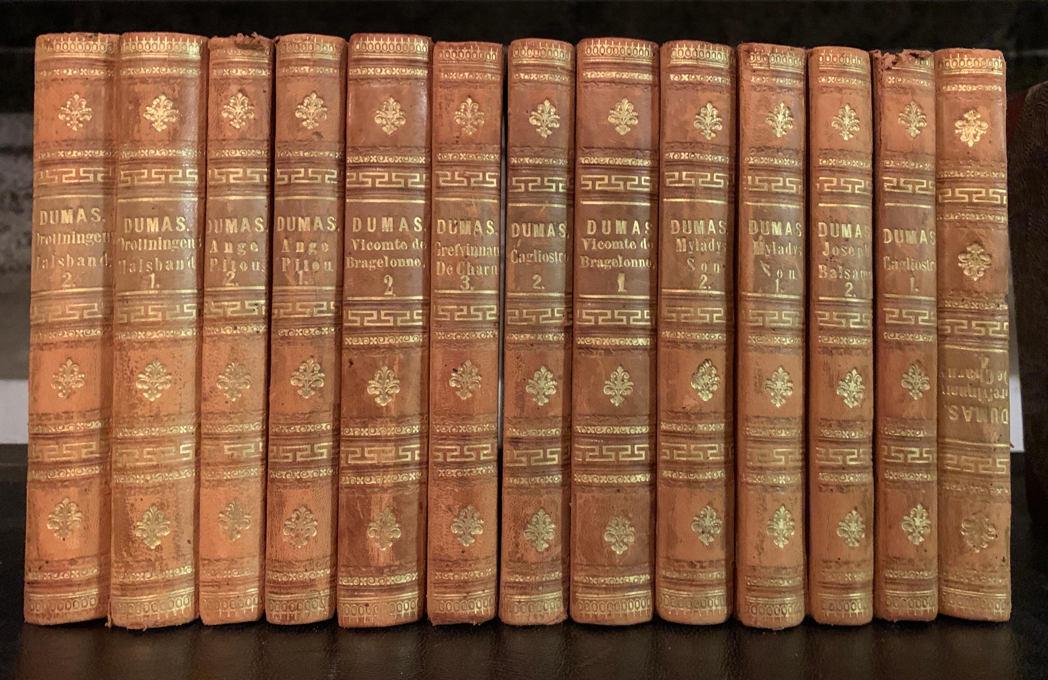 Hand-Crafted 16 Feet Collection of European 19th Century Leather-Bound Books For Sale