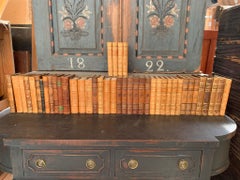 Collection de 16 pieds de livres européens reliés en cuir du 19e siècle