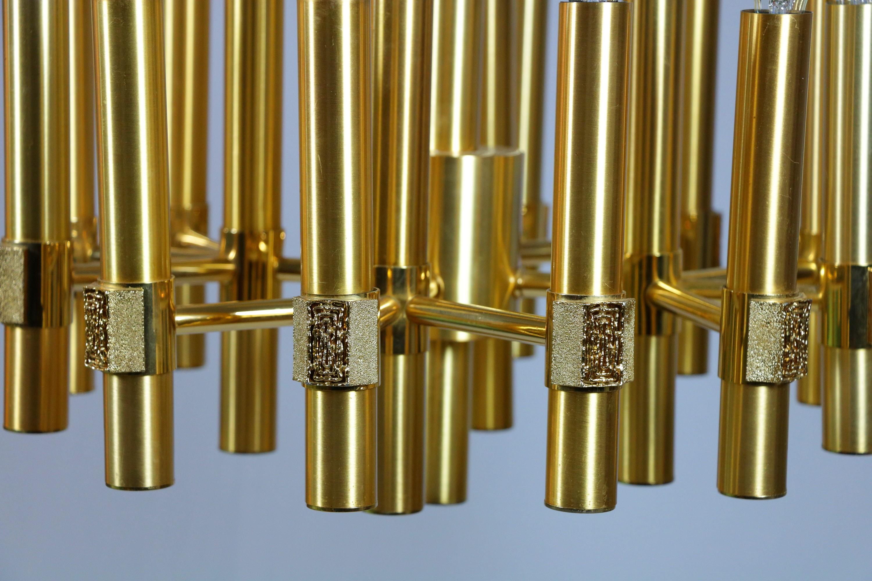 16-Flame Golden Chandelier by Angelo Brotto for Esperia, Italy, 1970s For Sale 4
