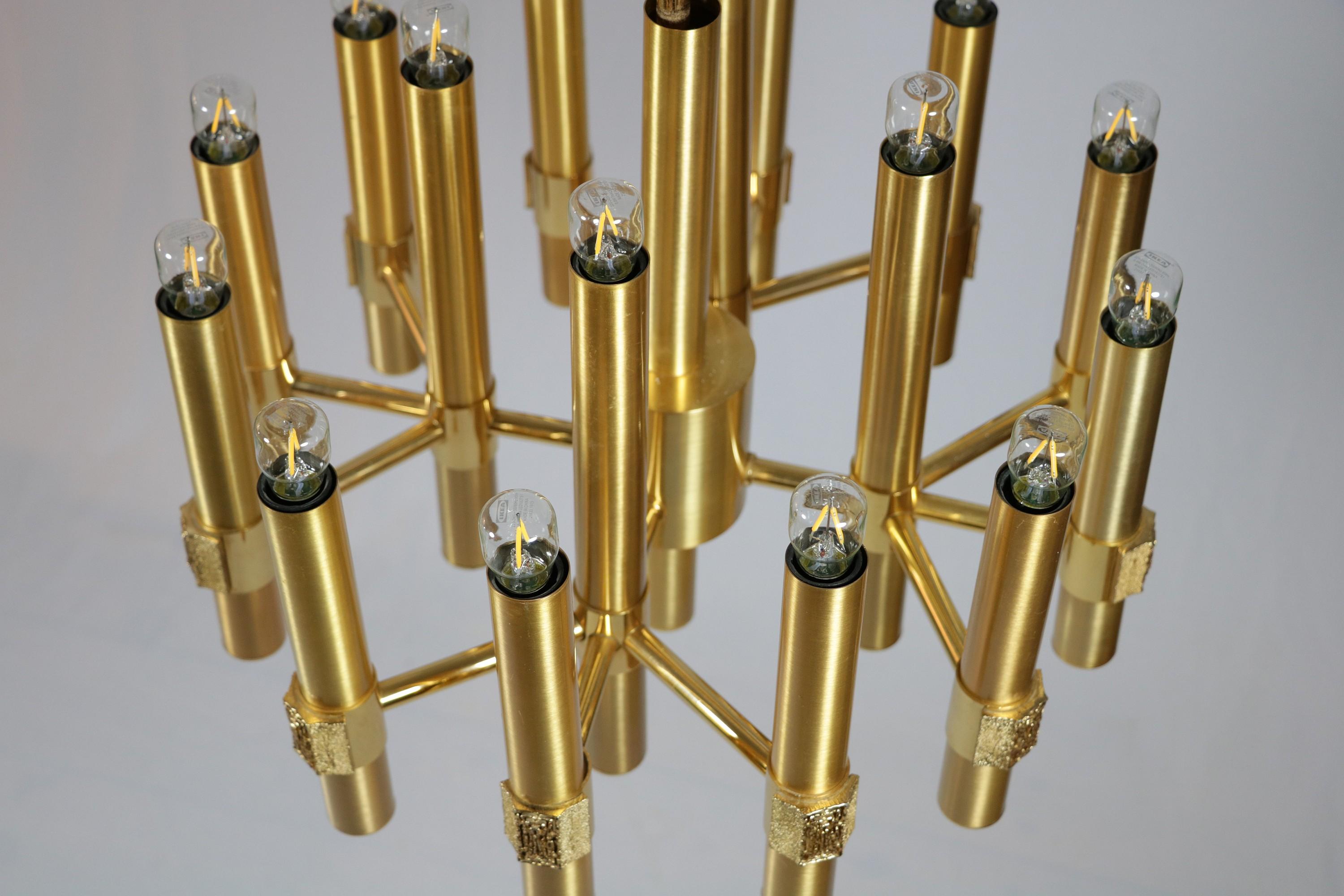 16-Flame Golden Chandelier by Angelo Brotto for Esperia, Italy, 1970s For Sale 5