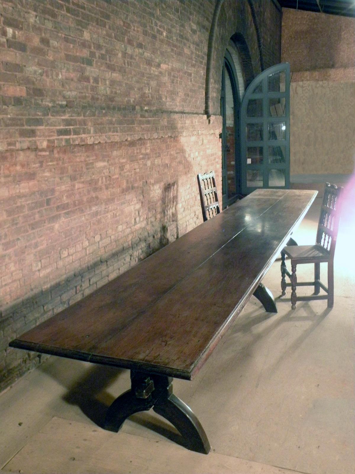 16 foot long 17th century French Oak trestle Table In Good Condition In Troy, NY
