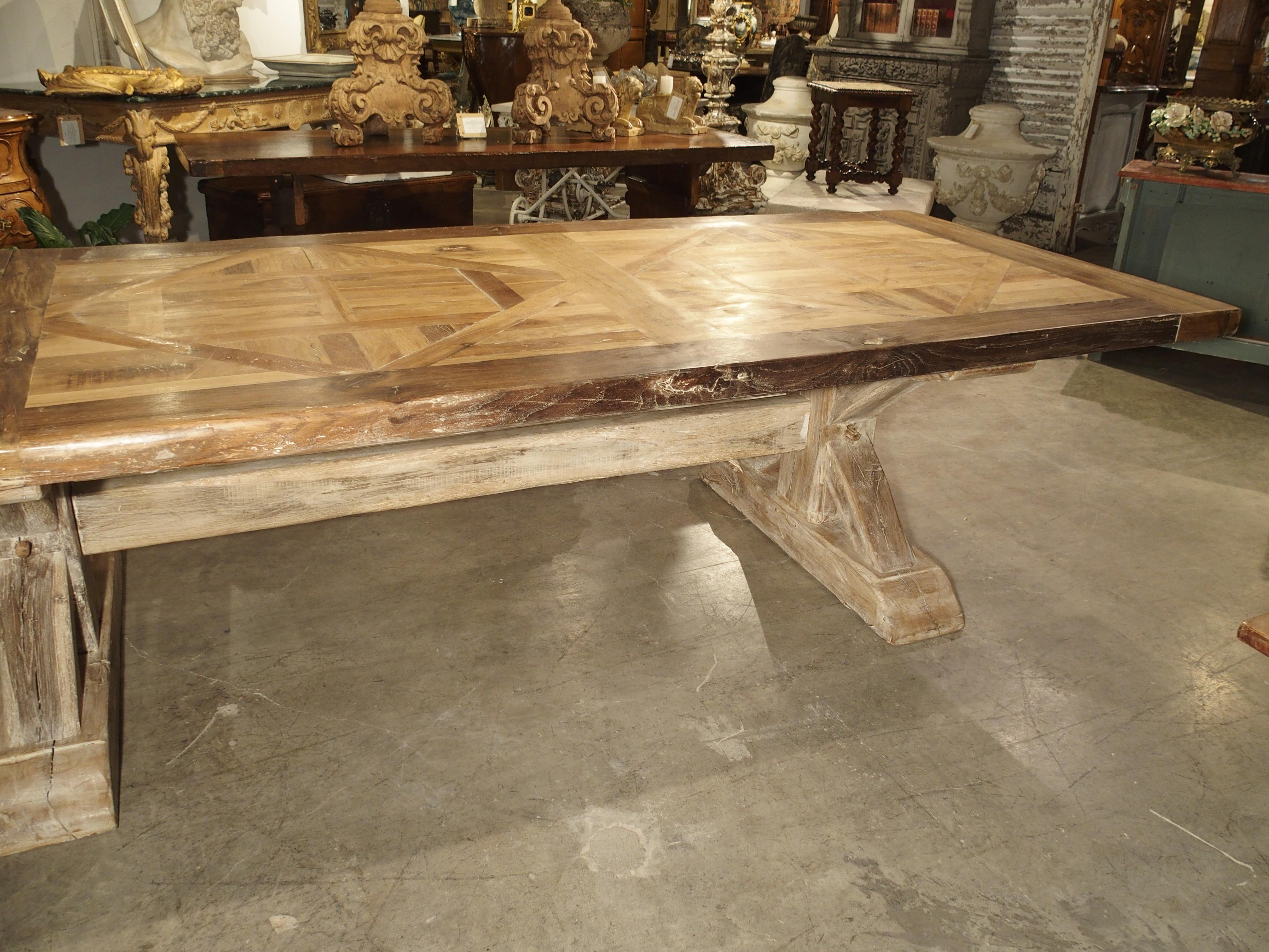 16 Foot Long Oak Parquet Top Dining Table from France 3