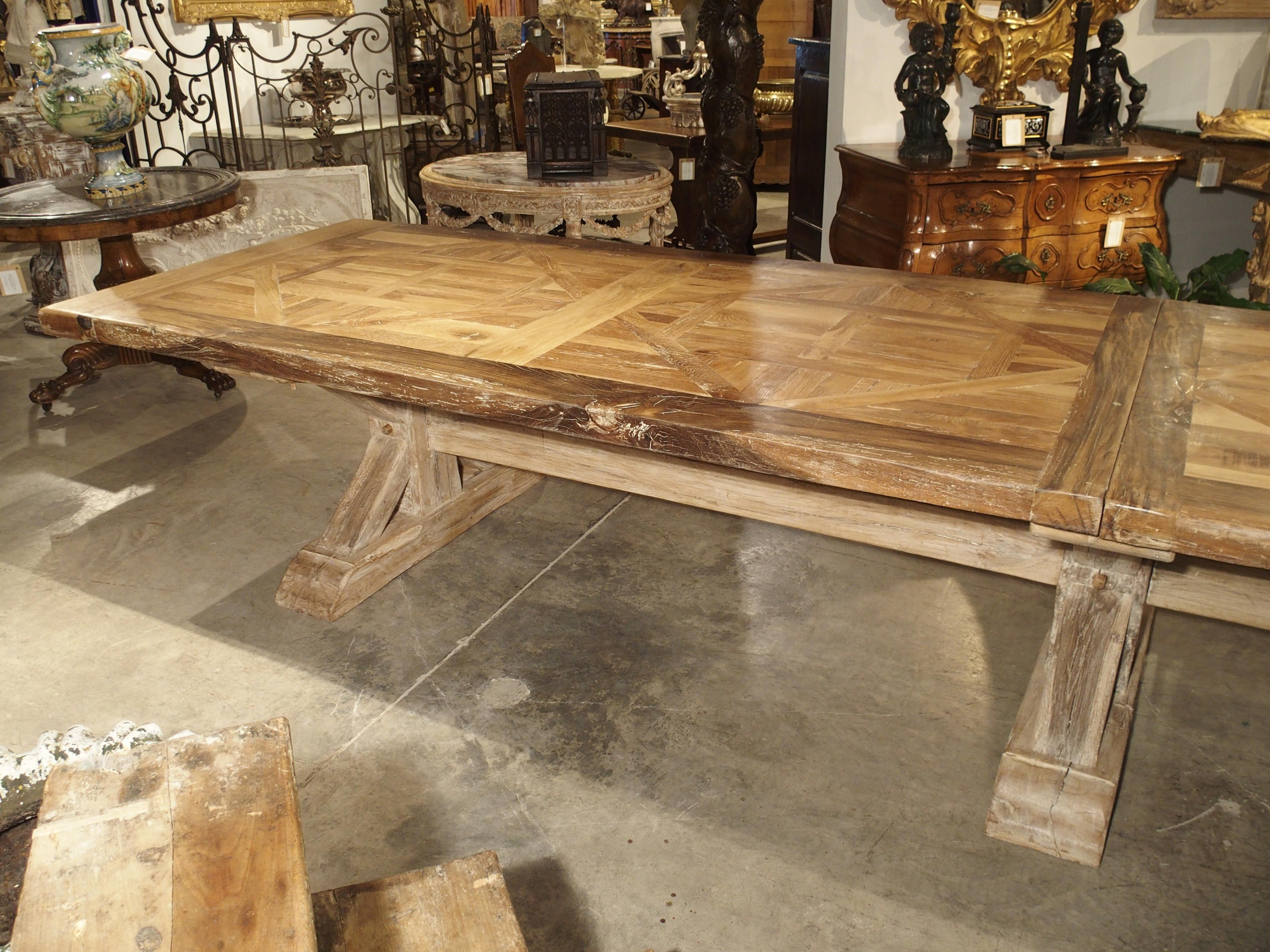 16 Foot Long Oak Parquet Top Dining Table from France 6
