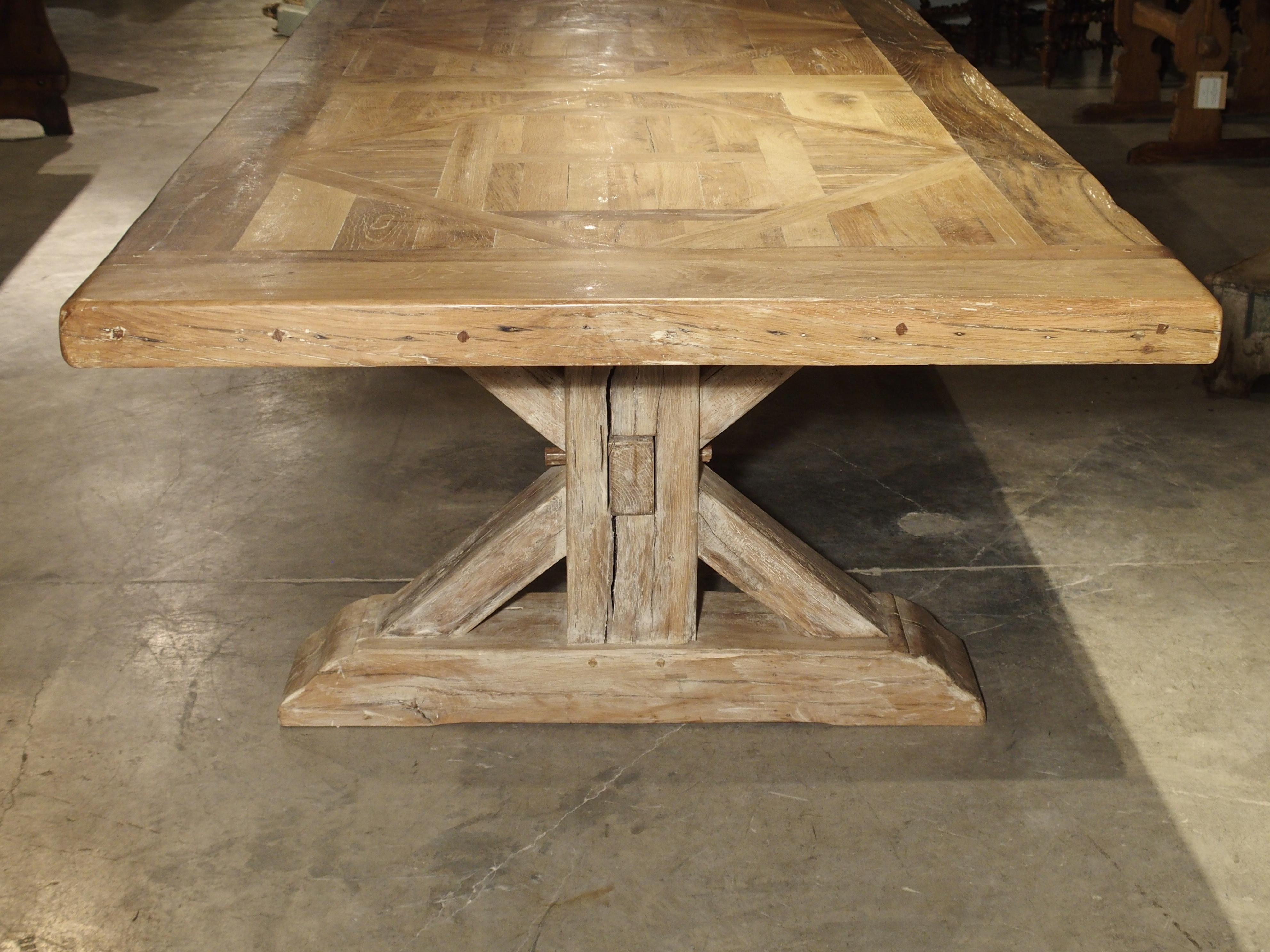 16 Foot Long Oak Parquet Top Dining Table from France 9