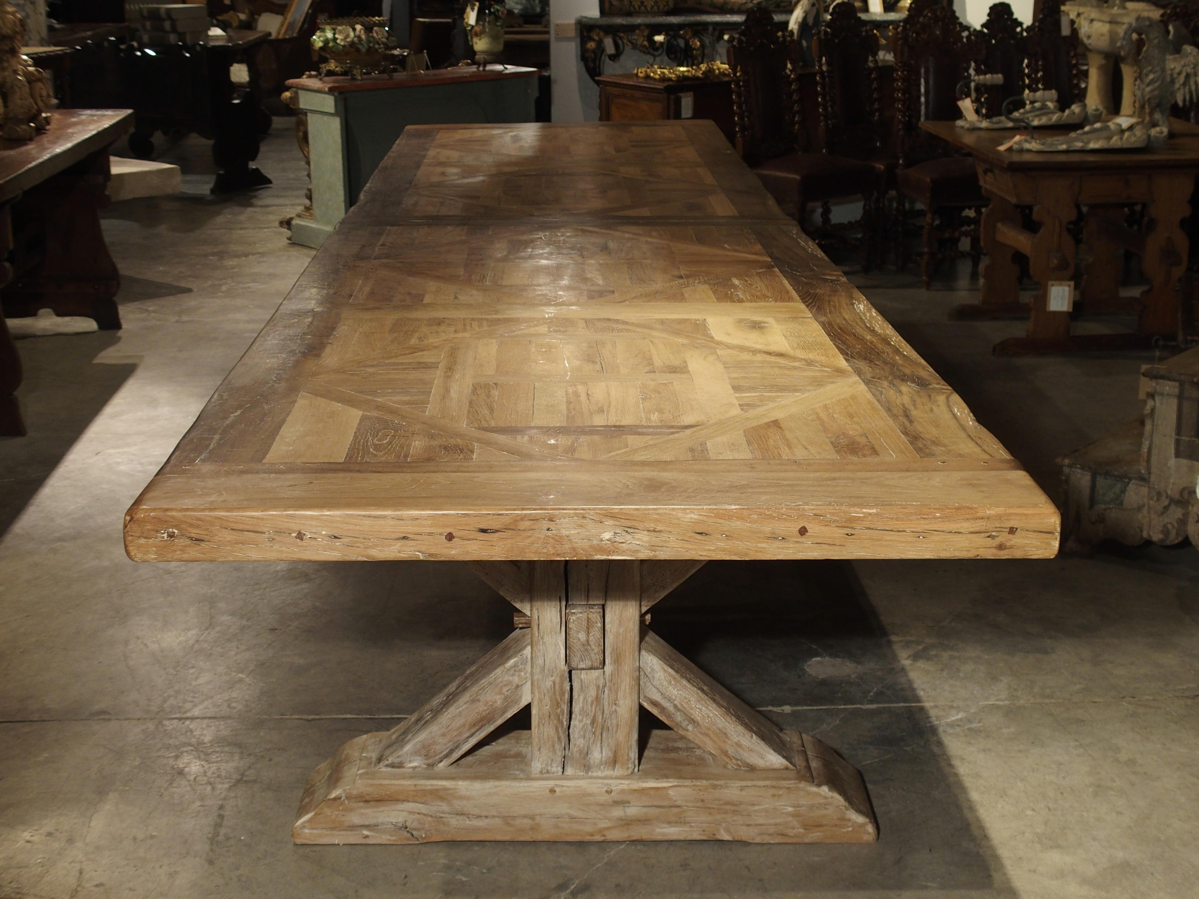 16 Foot Long Oak Parquet Top Dining Table from France 10