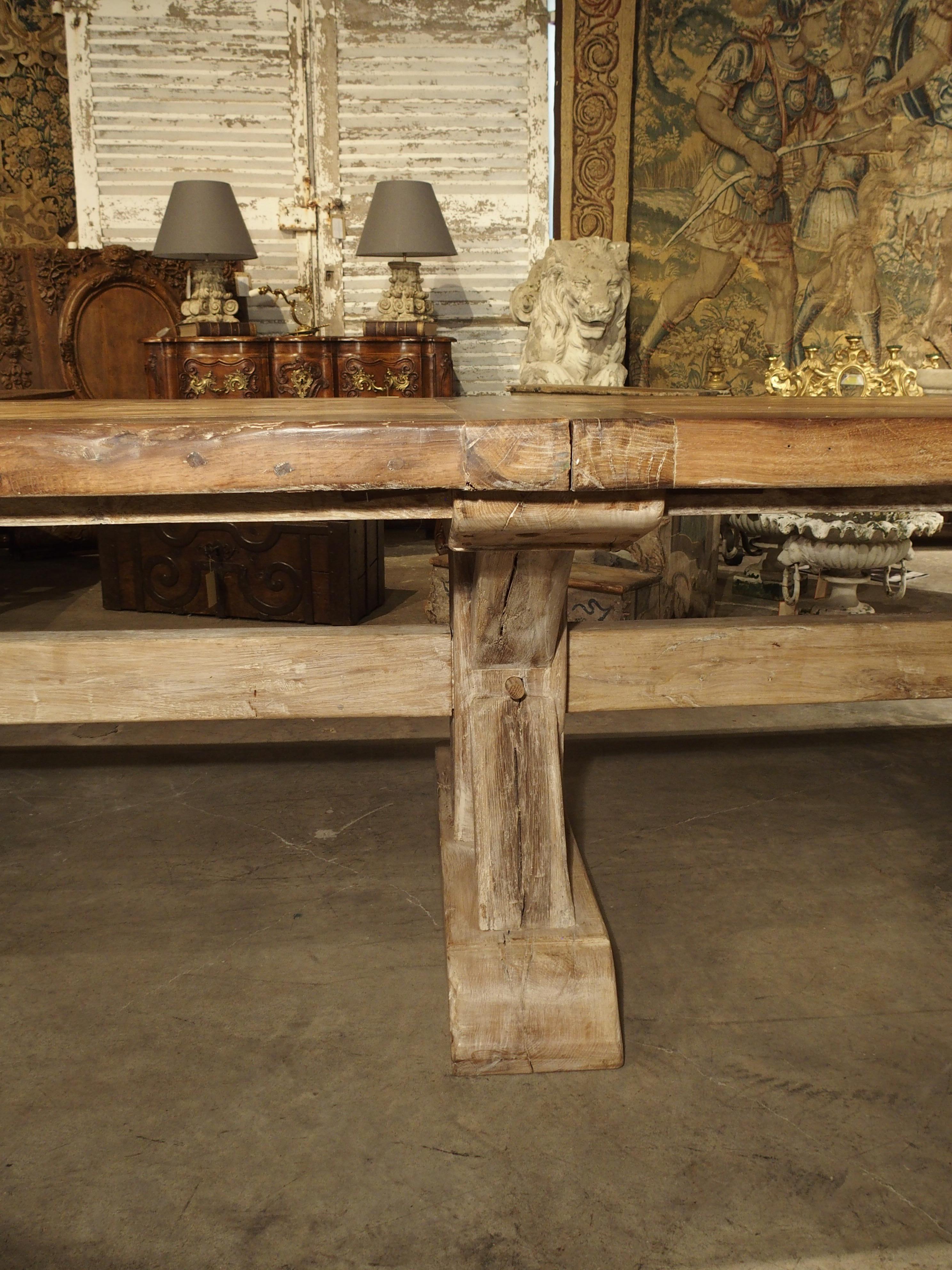 16 Foot Long Oak Parquet Top Dining Table from France In Good Condition In Dallas, TX