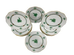 16 Herend "Chinese Bouquet Apponyi Green" plates #517, 19 cm , 1980s