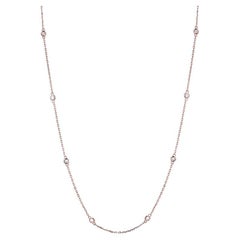 16 Inch 14k Rose Gold 0.50 Carat Diamond by the Yard Round-Cut Bezel Necklace