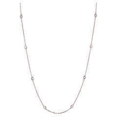 Collier 16 pouces en or rose 14k de 0,50 carat de diamants par Yard avec chaton de taille ronde