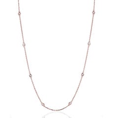 14k Rose Gold 1 Carat Diamond by the Yard Round-Cut Bezel Necklace