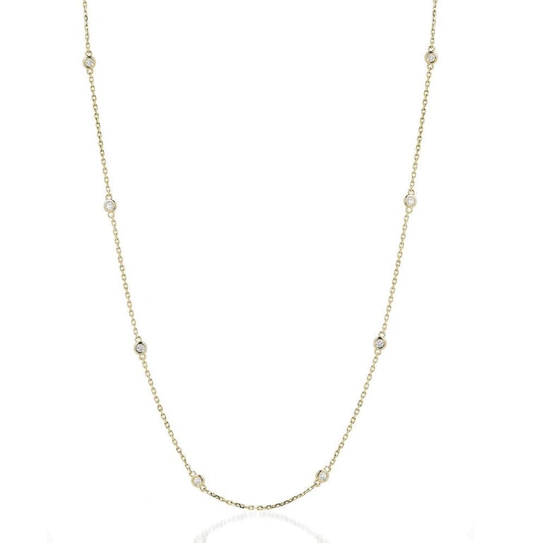 16 Inch 14k Yellow Gold 0.50 Carat Diamond by the Yard Round-Cut Bezel ...