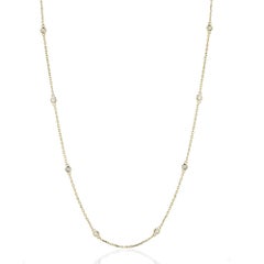16 Inch 14k Yellow Gold 2 Carat Diamond by the Yard Round-Cut Bezel Necklace