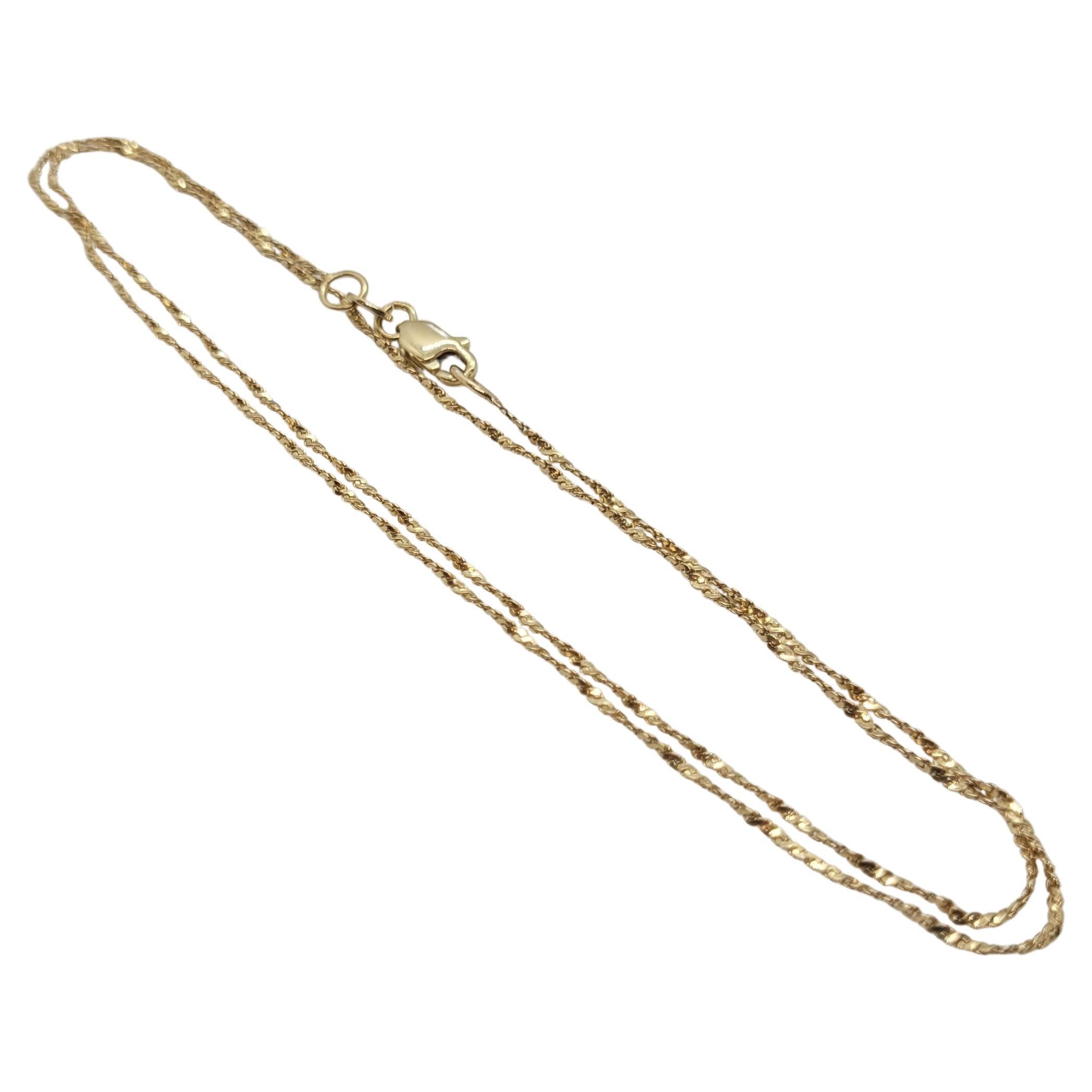 14 Karat Yellow Gold Chain, Twisted Link, Lobster Clasp, Designer BGI For Sale