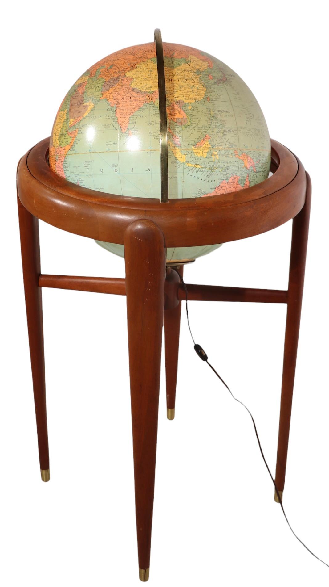 Floor Model Light Up Globe by Replogle Ca. 1950/1960's For Sale 1