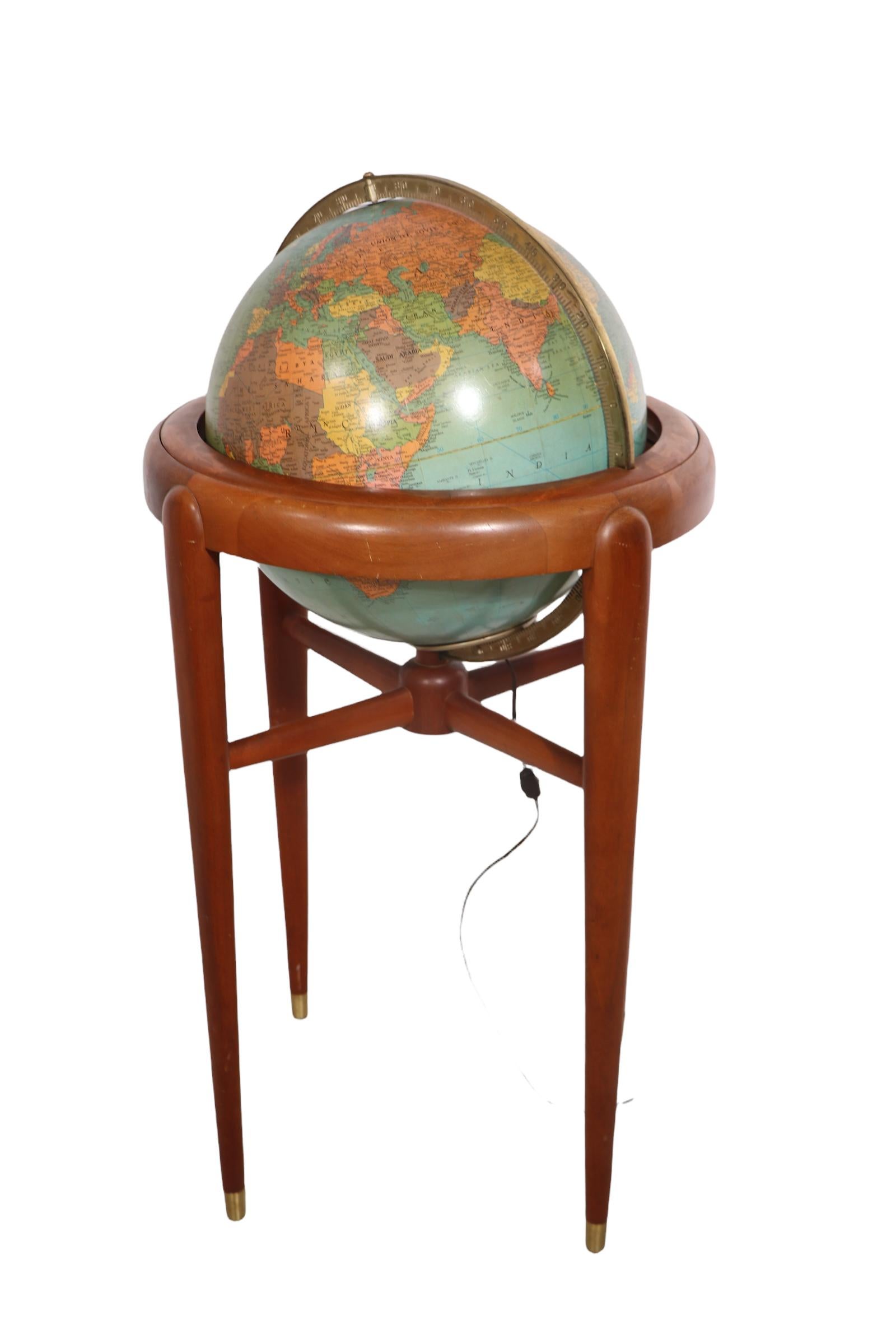 Floor Model Light Up Globe by Replogle Ca. 1950/1960's For Sale 5